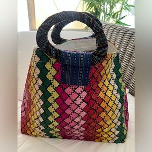 Multicolor Woven Tote Bag